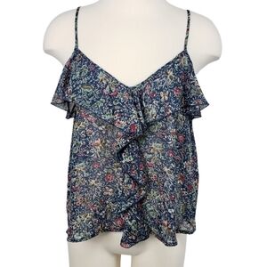 Bout a Girl Los Angeles Womens Floral Cami Size Large Flowy Boho Semi Sheer Top